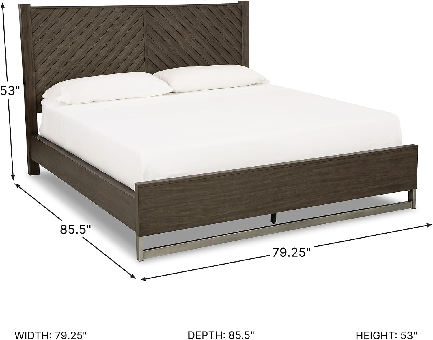 Signature Design by Ashley Arkenton Contemporary King Panel Bed with Dual USB Charging Ports, Foundation or Box Spring Needed, Dark Brown