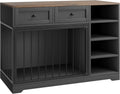 GAOMON Wooden Dog Crate Furniture with 2 Drawers and 4 Open Shelves, Multi-Functional Pet Kennel & TV Stand with Storage for Indoor Use, Black
