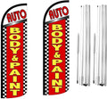 Auto Body & Paint Feather Flag | 3ft W x 11.5ft H | Durable Super-Knit Polyester with Aluminum Flagpole and Ground Spike | Outdoor Advertising Banner Flag for Promotions | Two Kits w/Hardware
