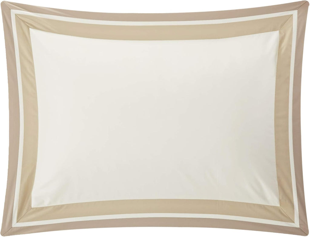 Casabolaj Shading 3 Pieces Duvet Cover Set Do Not Include Filling 100% Egyptian Cotton Sateen Luxury 400 Thread Count-Classic and Contemporary Frame Patchwork Cream/Beige/Champange (California King)