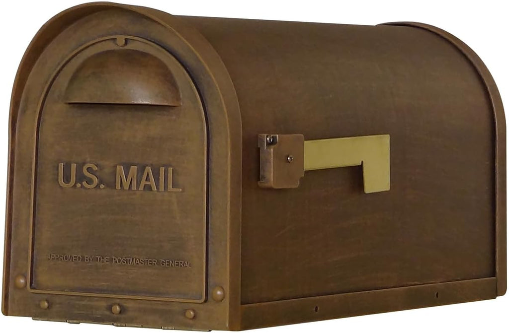 Products Classic Rust Proof Curbside Mailbox with Locking Insert and Richland Mailbox Post, Copper