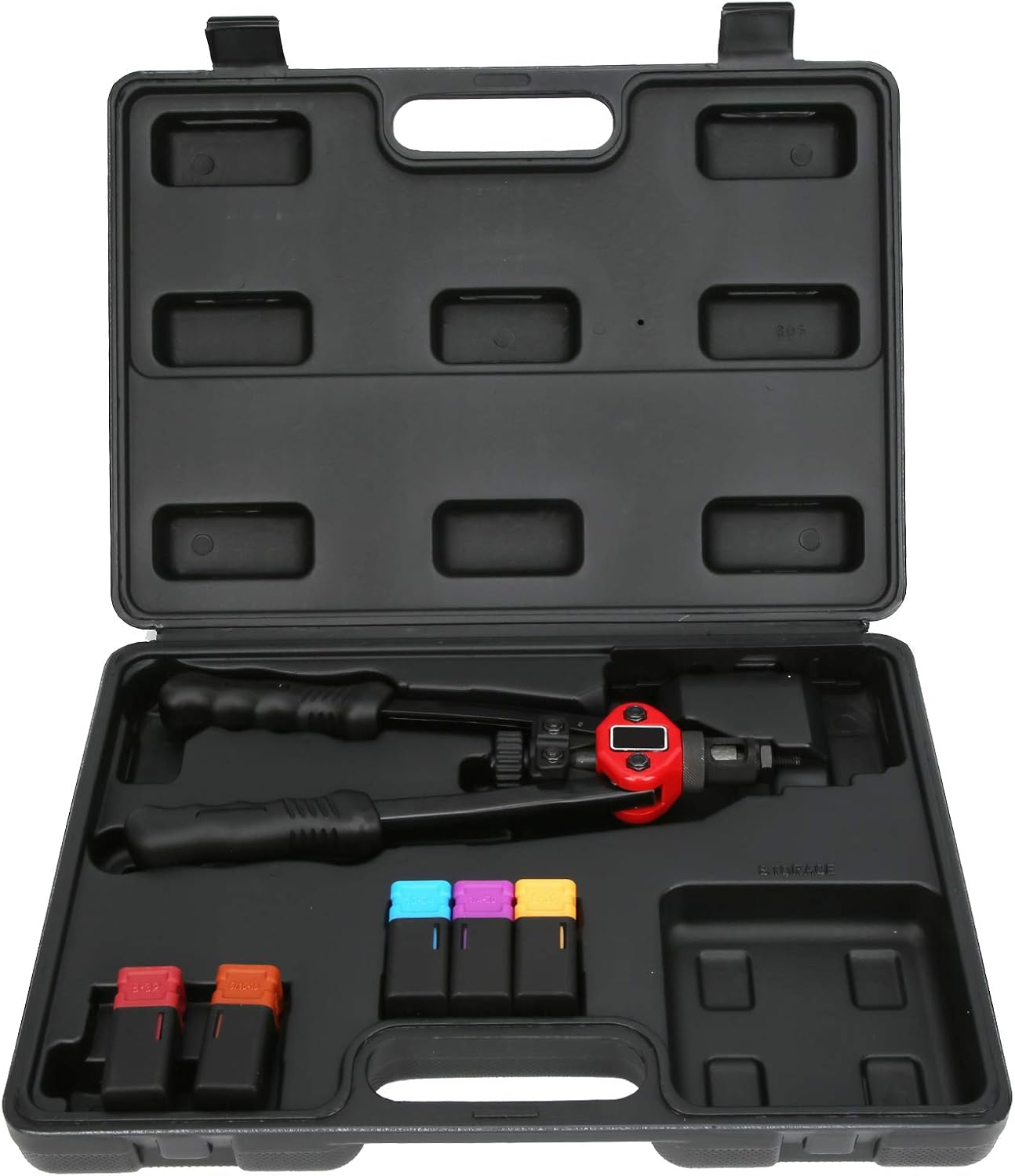 Rivet Nut Gun Ferroalloy 606 Inch Plastic Boxed Hand Thrust 6‑32 8‑32 10‑24 1/4‑20 5/16‑18 with Carrying Case