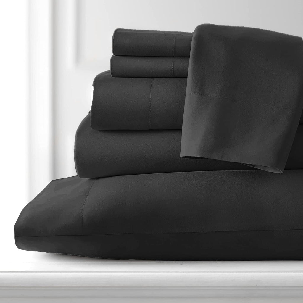 100% Giza Cotton, 1000 Thread Count, 6-PC Bed Sheet Set [Queen Size, Dark Grey Color] 18 inches Deep Pockets, Long Staple Cotton Breathable Soft Silky Sateen Weave