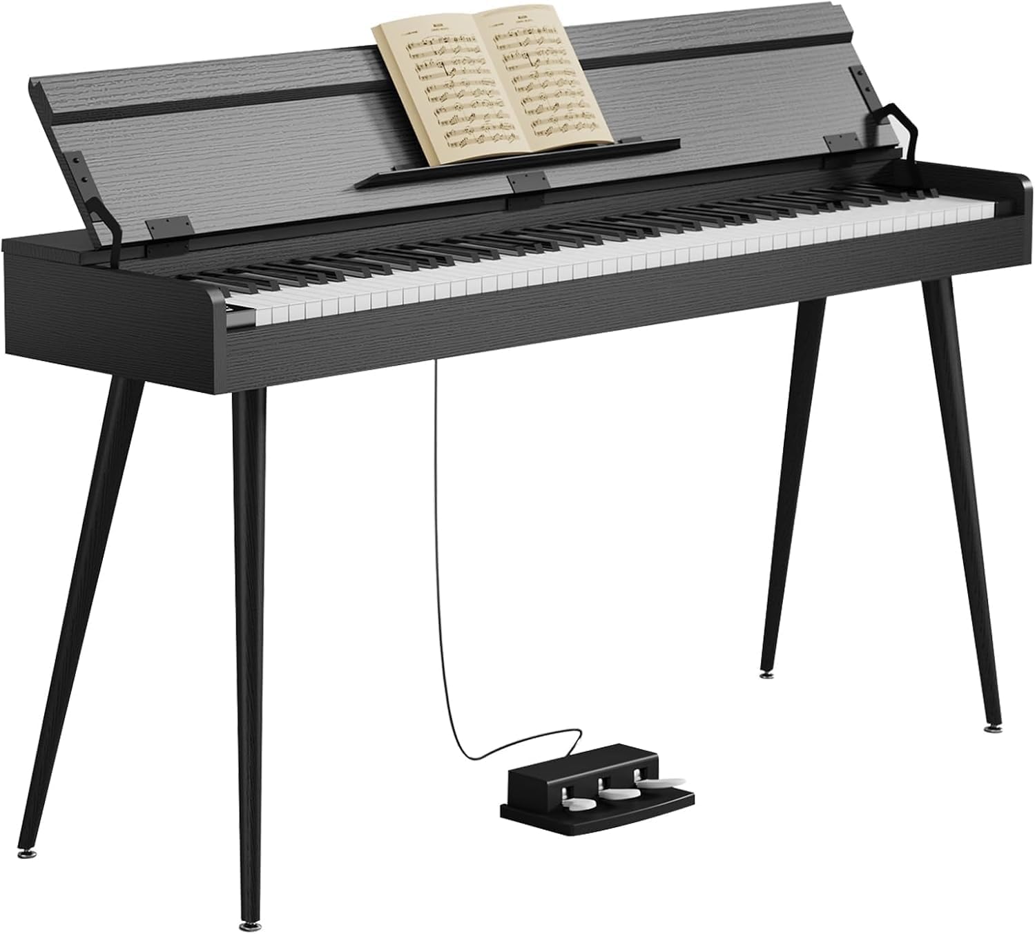 Digital Piano 88 Key Weighted Keyboard,Full-Size Desk Progressive Hammer-Action Electric Piano For Beginners, With Sheet Music Stand, Pedal,Power Adapter, Headphone Mode, Usb-Midi
