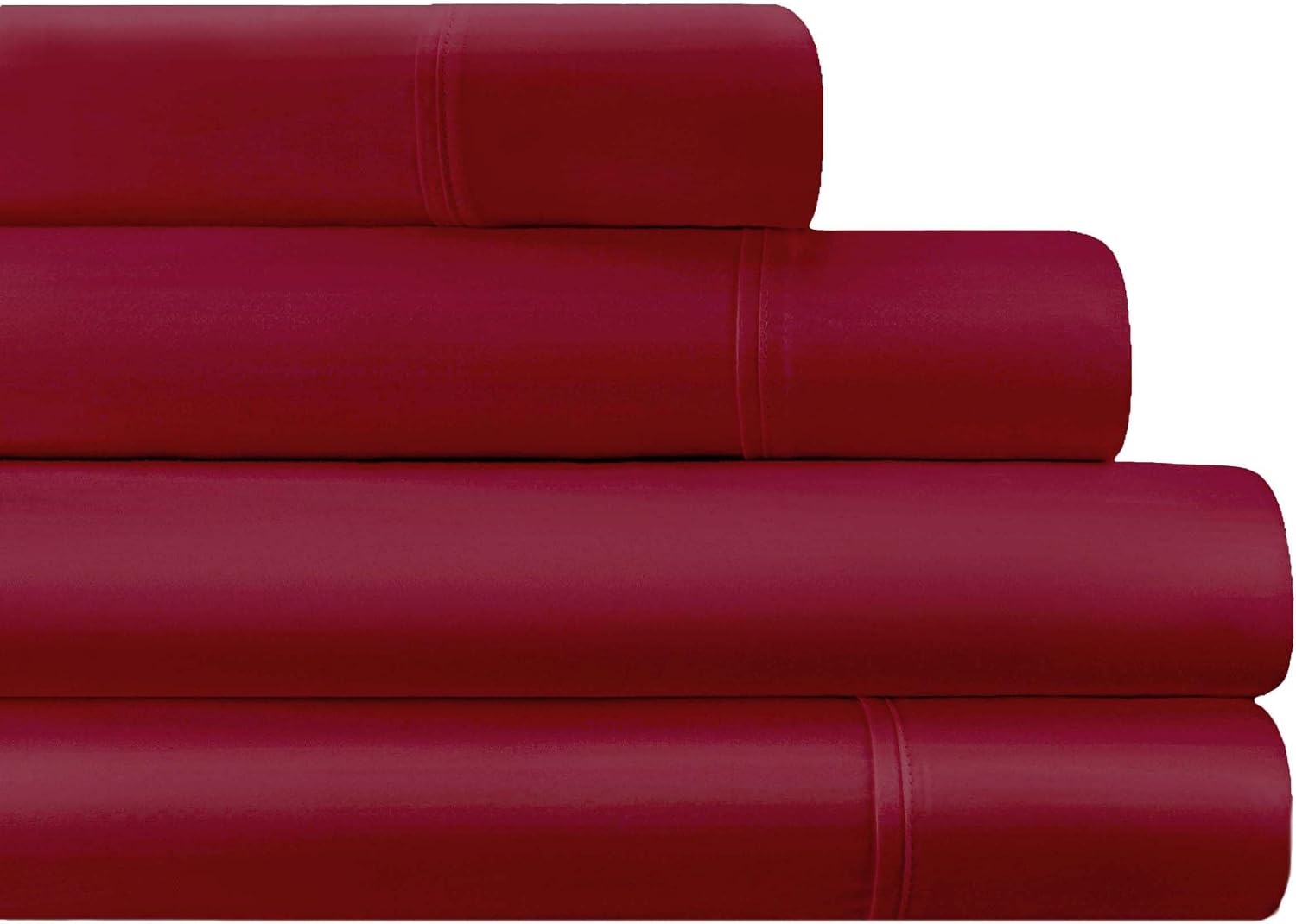 Superior 700 Thread Count Egyptian Cotton Sheet Set, Bedroom Sheets, Modern Home Essentials, Bedding Basics, 1 Elastic Deep Pocket Fitted Bed Sheet, 1 Flat Sheet, 2 Pillowcases, Queen, Burgundy