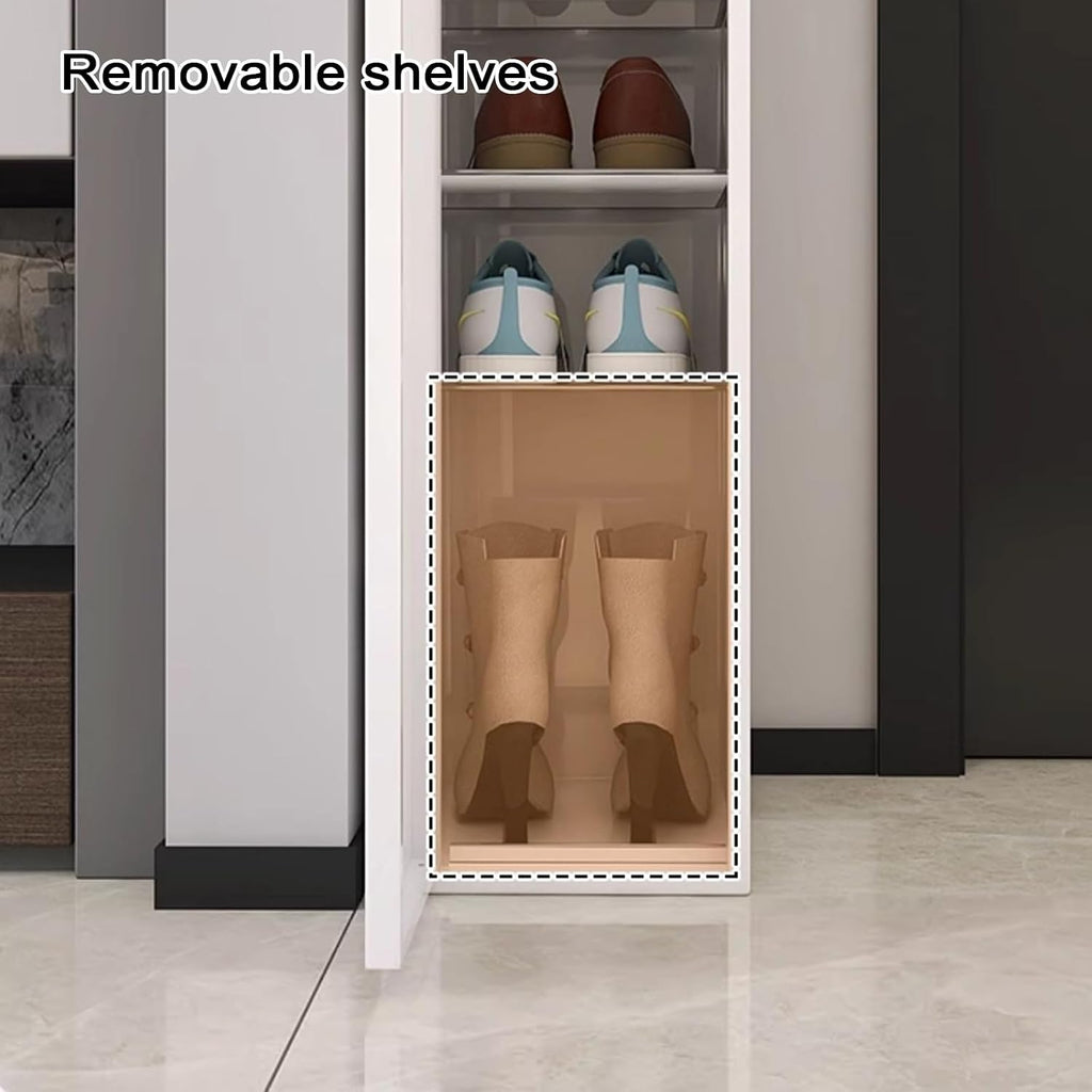 Shoe Storage Entryway Cabinet Metal Shoe Cabinet with Smart Touch Panel Removable Shelves Smart Shoe Cabinet with Dustproofs Magnetic Door Stopper for Entryway, Foyer, Hallway(Black)
