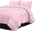 800 Thread Count 100% Egyptian Cotton 1 Piece Gathered Ruffle Duvet Cover with 2 Matching Pillowshams Zipper Closure Queen/Full Solid Baby Pink