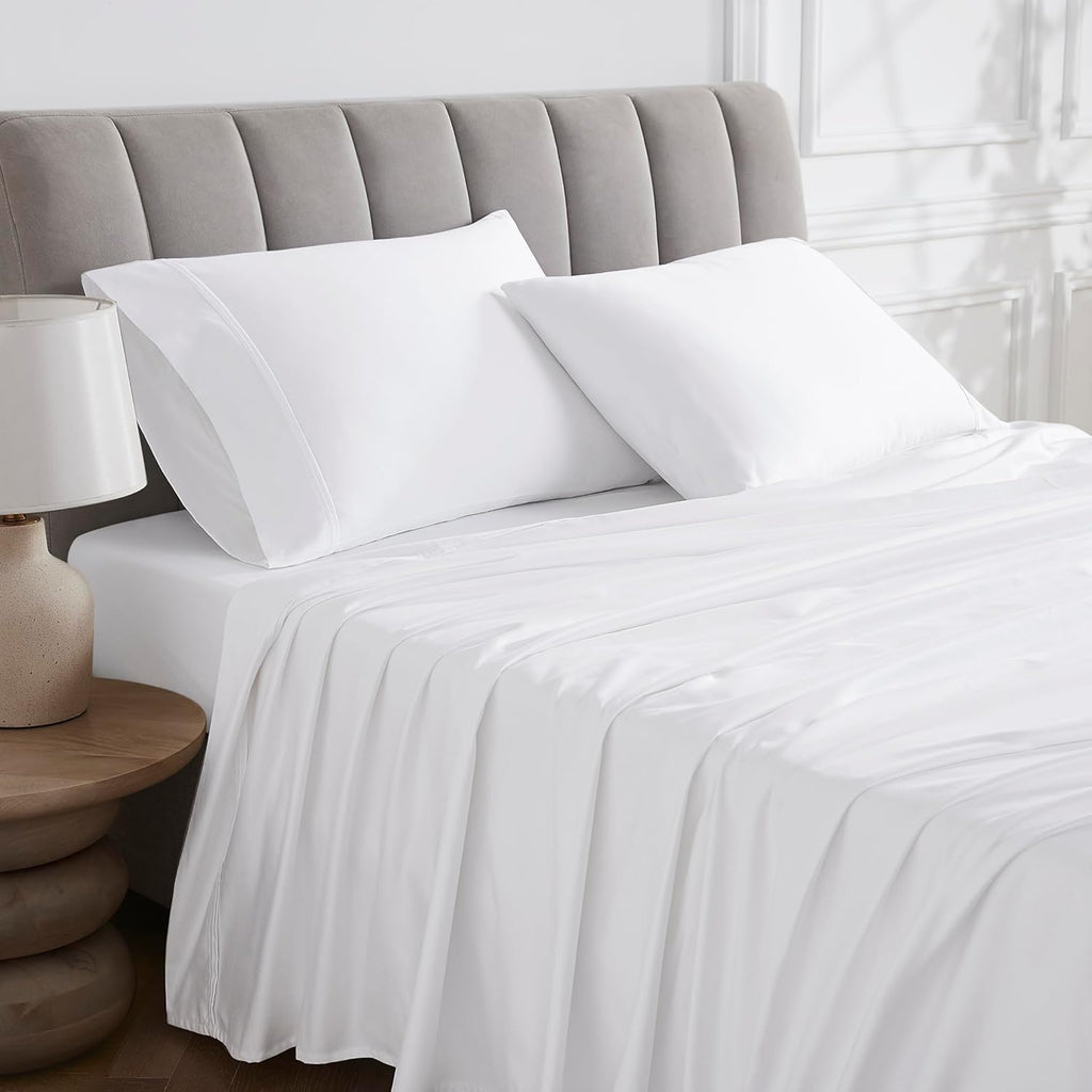 Linen Closet Luxury Cotton 1000 Thread Count Egyptian Cotton 4-Piece Sheet Set, Full, Arctic White