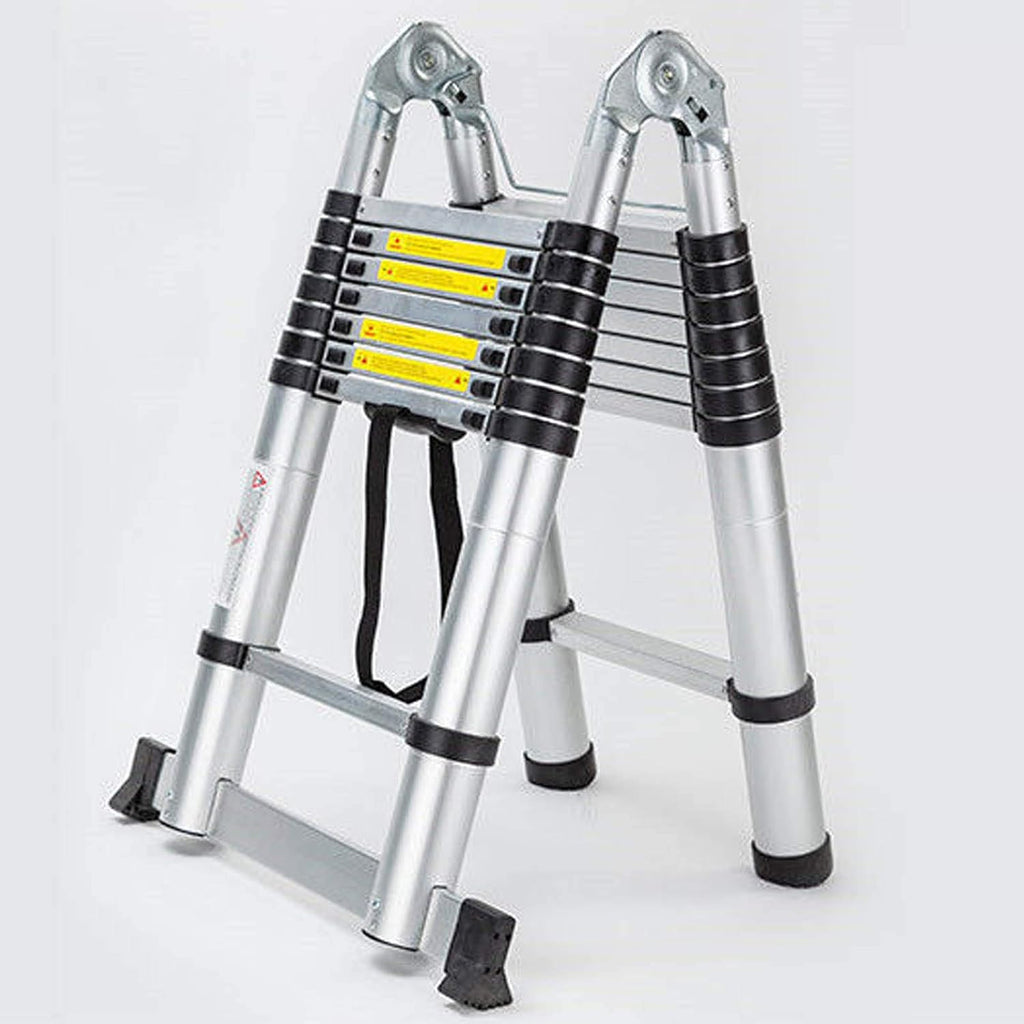 Heavy Duty Telescoping Ladder 16.5 Feet Aluminum A-Frame Folding Steps 330 Pound Load Capacity DIY Building Supplies for Home Outdoor Office