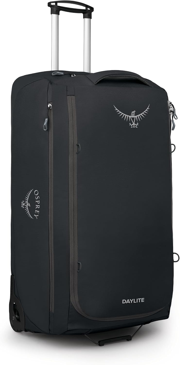 Osprey Daylite 115L Wheeled Collapsible Travel Duffel Bag - Lightweight Rolling Suitcase, Black
