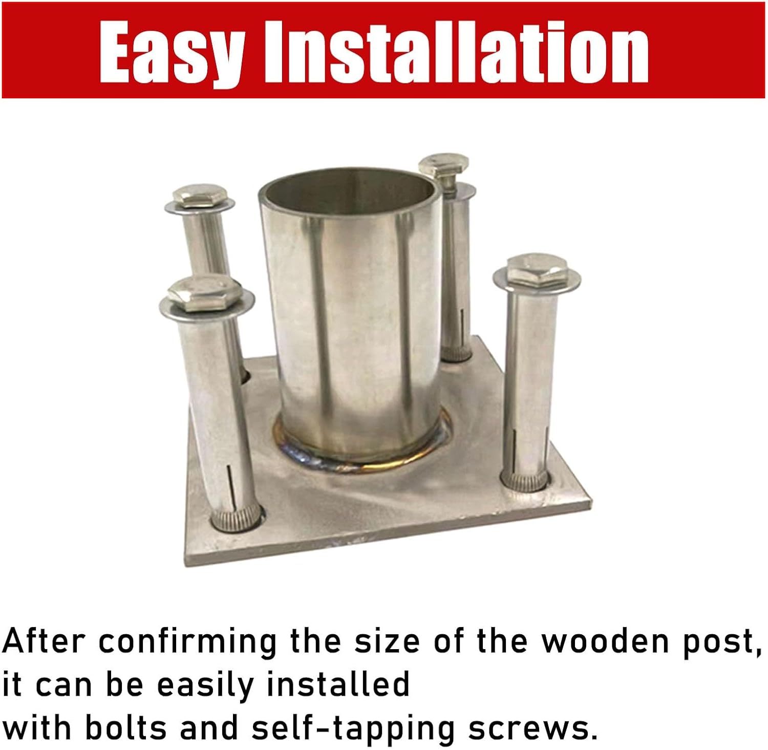 LZMZMQ 3.5 4 Inch Round Post Base, Stainless Steel Flange Anchor Base for Porch/Handrail/Railing/Fences/Mailboxes/Deck Roof, Surface Mount Post Base, 1 2 4 6 10 Pack(4pcs,Dia 120mm(4-7/10'))