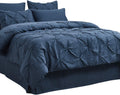 1 Piece Premium Quality Pinch Pleated Comforter 400 GSM 100% Egyptian Cotton 500-TC Queen XL Size (Solid Navy Blue)