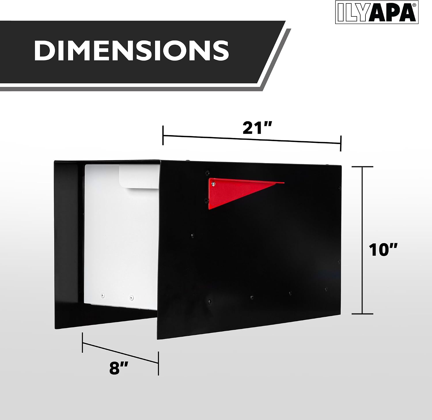 Ilyapa Modern Mailbox & Post: Black/White, Powder Coated, Rust-Resistant, Magnetic Door, Stainless Steel Hinges. Durable Metal Post with Universal Mounting for Curbside/Outside.
