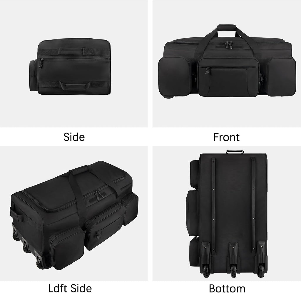 120L 3 Wheel Tactical Rolling Duffle Bag, Heavy Duty Military Deployment Luggage, 900D Waterproof Duffel for Camping Travel Outdoor Sports