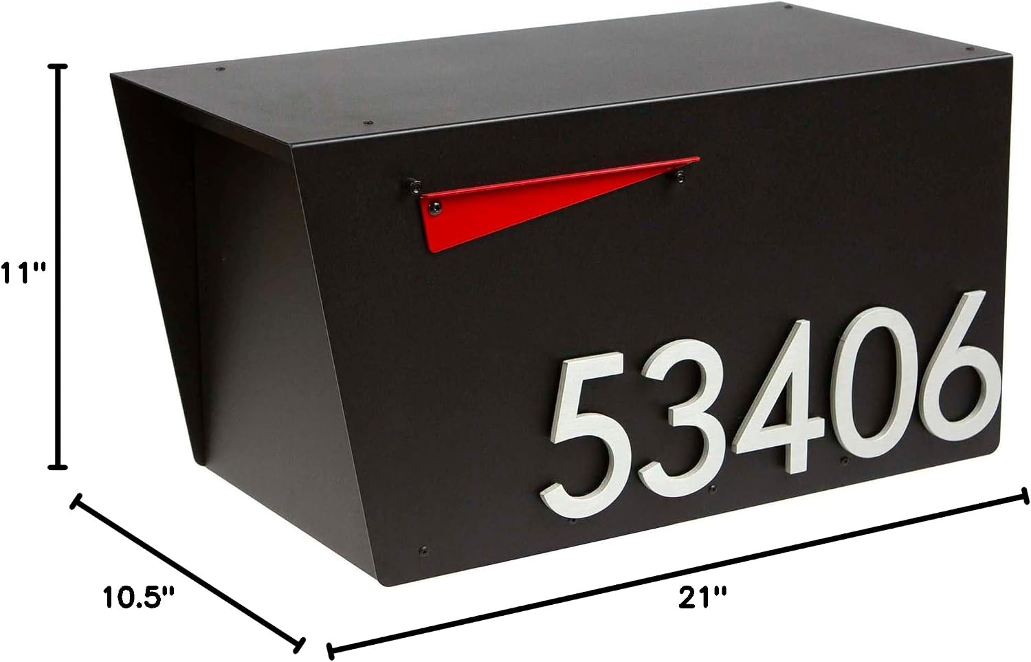 Rusty Design Contemporary Post-Mounted Mailbox with Personalized Address Numbers, Large Size #HC110 (with Five Address Numbers)