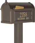 Whitehall Premium Mailbox Package with Personalized Address Plaques Classic Cast Aluminum Streetside Mailbox and Standard Post Designed to Enhance Your Home's Curb Appeal