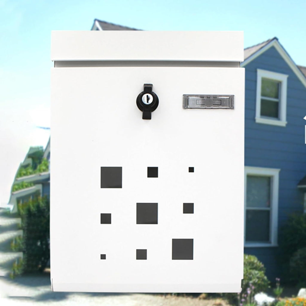MELPHI Lockable Post Box for Outside, Hanging Secure Post Box, Metal Mailbox, Mail Manager for Mail/Newspaper/Post/Letter/Magazine, Used for Commercial, Home & Office (Color : White)
