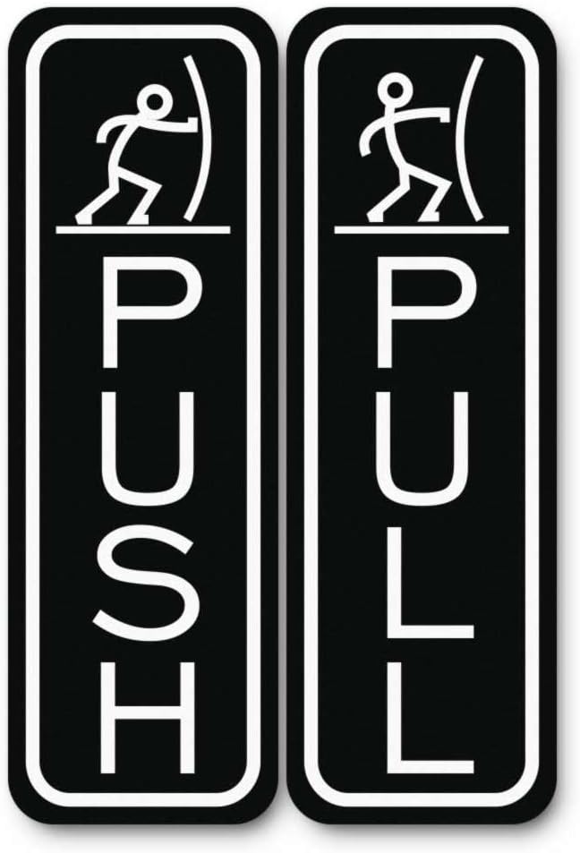 All Quality Classic Fun Push Pull Door Signs - Durable Material | Sets of Two Signs | Door Entrance Signs (Black) - Small 10 Pack (20 Signs)