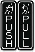 All Quality Classic Fun Push Pull Door Signs - Durable Material | Sets of Two Signs | Door Entrance Signs (Black) - Small 10 Pack (20 Signs)