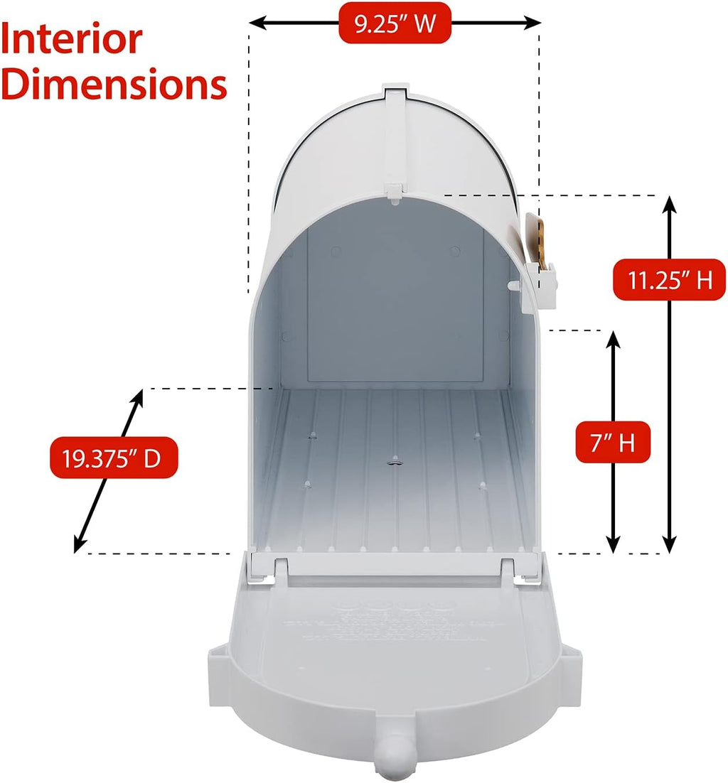 Whitehall Premium Mailbox with Side Address Plaques, Personalized Large Mailbox with Post and Address Plaque for Outside, Package Mail Box with Post (4 Colors Available)