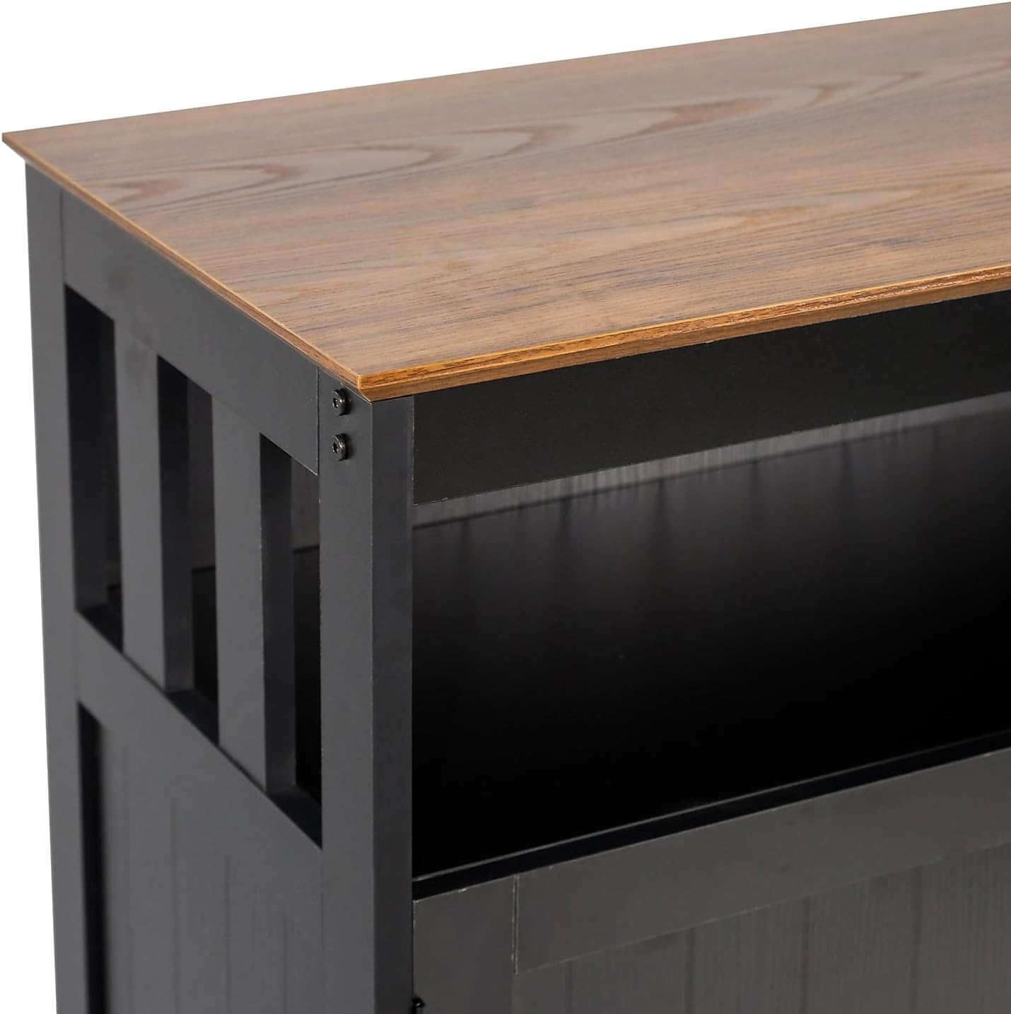 Flash Furniture Mayfield Buffet and Sideboard Cabinet, Double Door Storage Cabinet, Open Upper Storage Shelf, Waterproof Surface, 40' Wide, Black/Walnut
