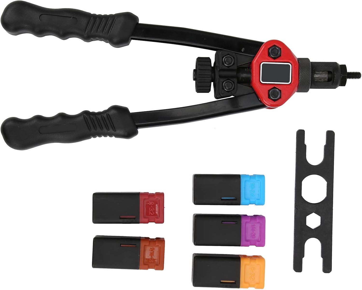 Rivet Nut Gun Ferroalloy 606 Inch Plastic Boxed Hand Thrust 6‑32 8‑32 10‑24 1/4‑20 5/16‑18 with Carrying Case