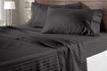 AMAY Luxury Soft 100% Egyptian Cotton 6pc Sheet Set Sateen Weave 800 TC Queen Size for Bed, Fits Mattress Upto 16-18'' Deep Pocket, Dark Grey Stripe