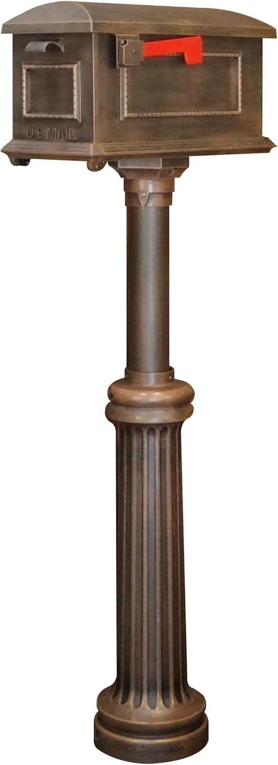 Special Lite Traditional Curbside Mailbox with Bradford Post - Copper Aluminum Mailbox with Direct Burial Post - SCT-1010_SPK-590-CP