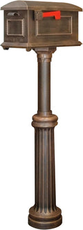 Special Lite Traditional Curbside Mailbox with Bradford Post - Copper Aluminum Mailbox with Direct Burial Post - SCT-1010_SPK-590-CP