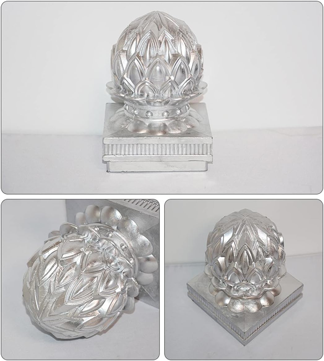 Post Cap Fence Post Cap, Acorn Top Fence Finials, Aluminum Railing Cover for Villa Stair, Mailbox, Deck, Dock, Piling Caps, 4 pcs,120x120mm