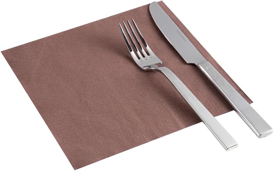 Restaurantware Luxenap 15.5 x 15.3 Inch 2-Ply Dinner Napkins 1200 Disposable Napkins - Linen Feel Soft And Absorbent Brown Paper Folded Napkins Square For Lunch Dinner Or Everyday Use