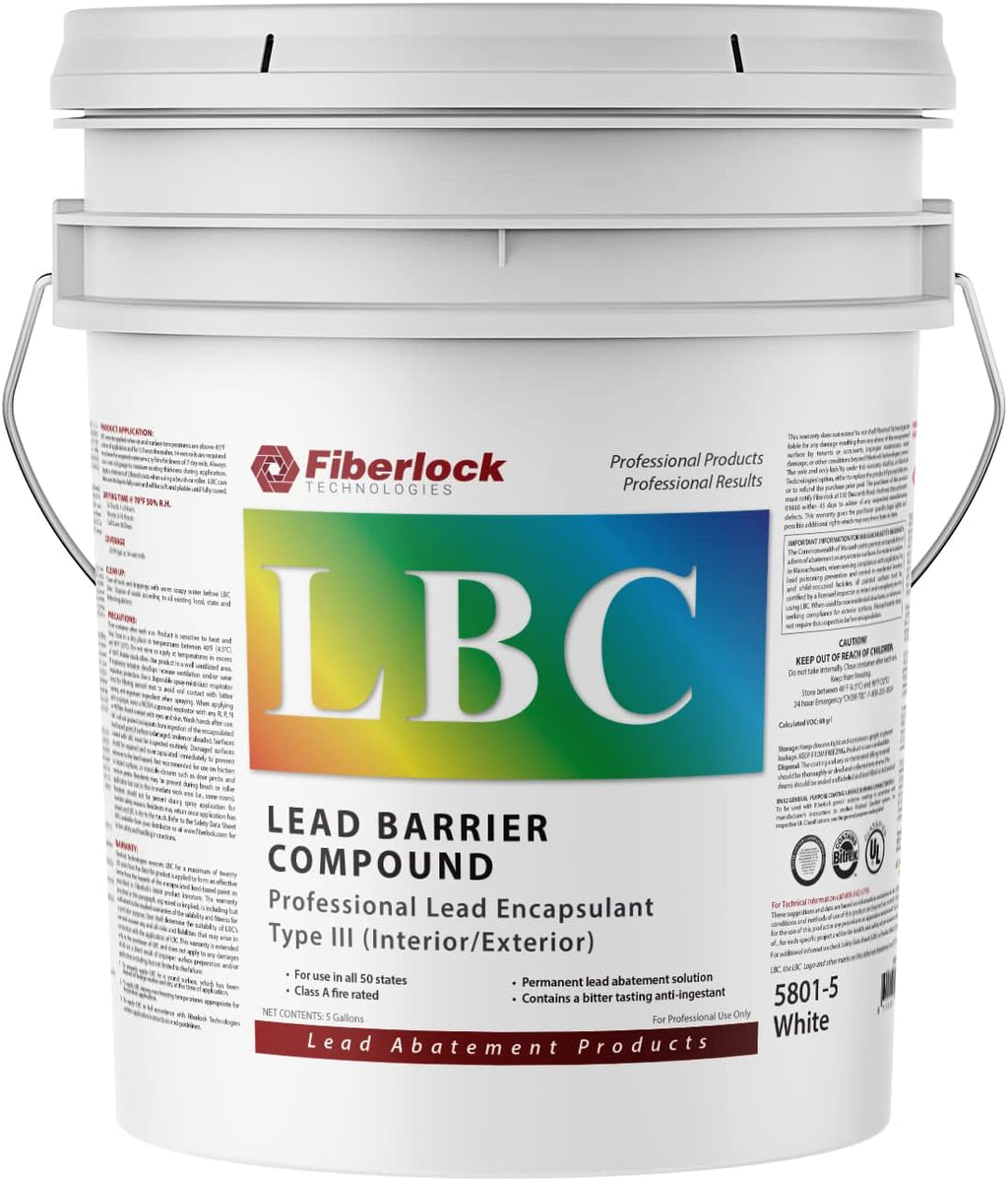 Lead Barrier Compound III, 5 Gallons, White, Industrial Lead Encapsulant, Forms a Barrier Between Lead Based Paint and the Environment, Ideal for Both Indoors & Outdoors