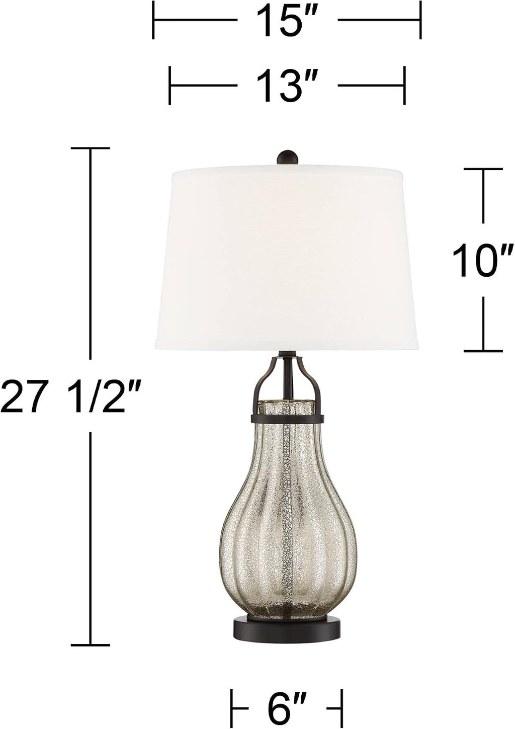 Franklin Iron Works Arian 27 1/2' Tall Modern Table Lamps Set of 2 Oil Rubbed Bronze Finish Metal Mercury Glass White Shade Living Room Bedroom Bedside Nightstand House Office Home Reading