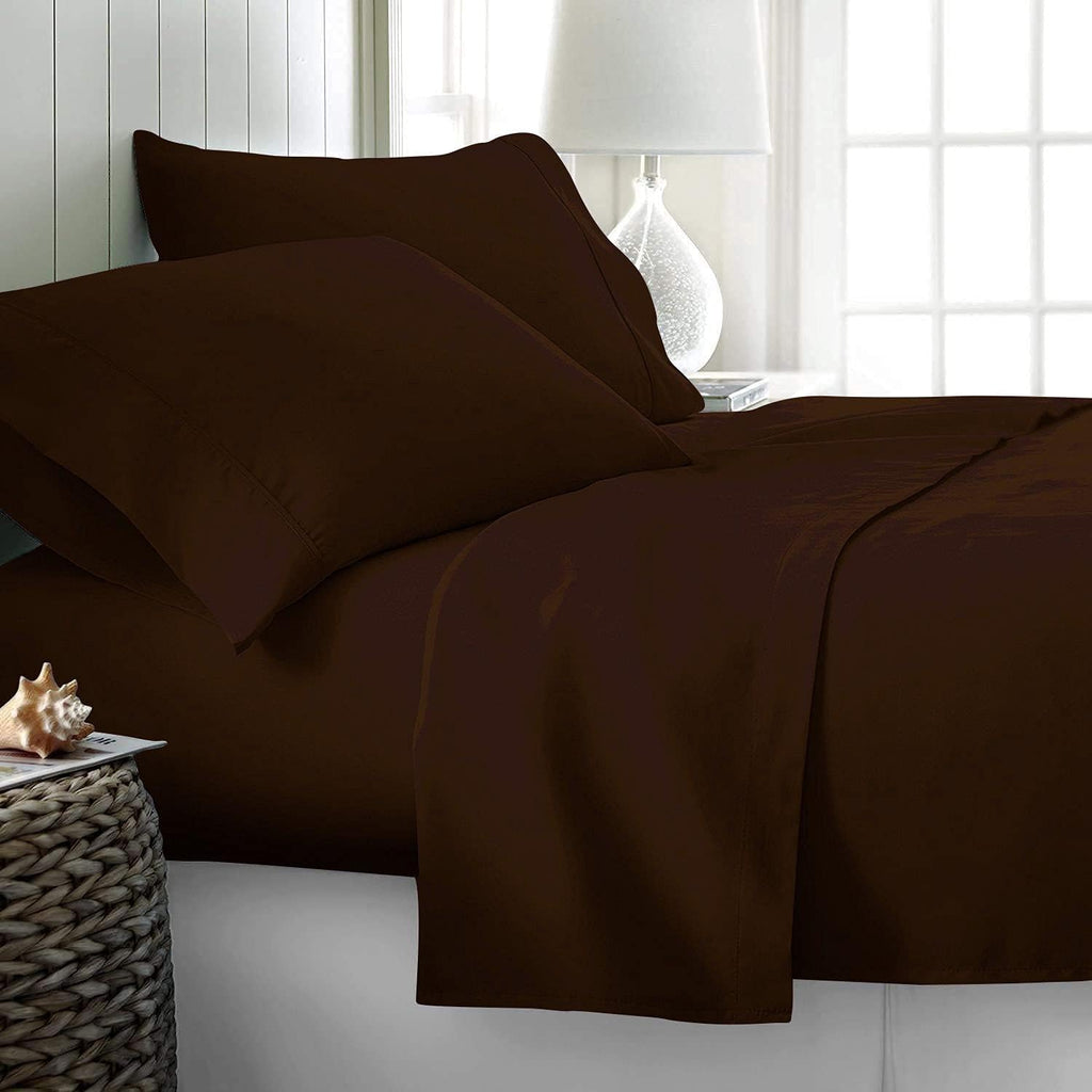 7 Piece Bed-in-A-Bag Comforter & Sheet Set 8-10' Deep Pocket, 100% Egyptian Cotton Queen Size, Chocolate, Sets Include - 1Comforter, 1Flat Sheet,1Fitted Sheet, 2Pillowcase & 2Pillowsham