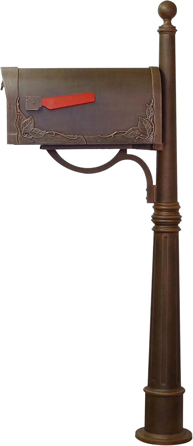 Special Lite Floral Curbside Mailbox with Ashland Post - Copper Mailbox with Aluminum Post - SCF-1003_SPK-600-CP