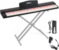 88 Key Weighted Keyboard Piano with Sustain Pedal, Power Adapter & Sheet Music Stand - Home Digital Piano, Black Pink (Keyboard Only)