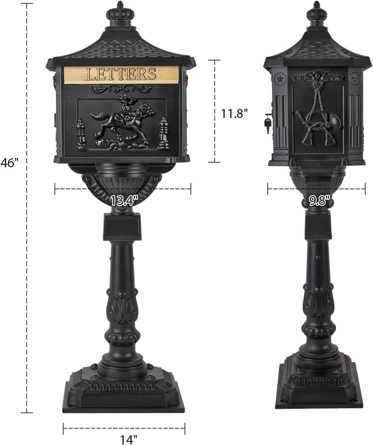 Mail Box Heavy Duty Mailbox Postal Box Security Cast Aluminum Vertical Pedestal