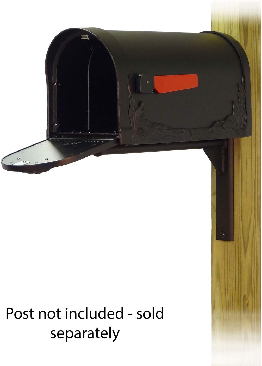 Special Lite Floral Curbside Mailbox with Ashley Front Single Mailbox Mounting Bracket - TC-ASH-FS-1003-BLK