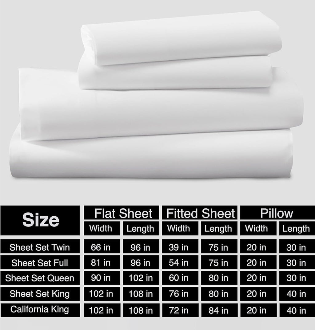Bluemoon Homes 800 Series Egyptian Cotton Sheets Queen Size Pack of 2-4 Piece Sheet Set All Around Elastic 18' Deep Fitted Sheet, Extra Soft Bed Sheets - White Queen Bedding Set