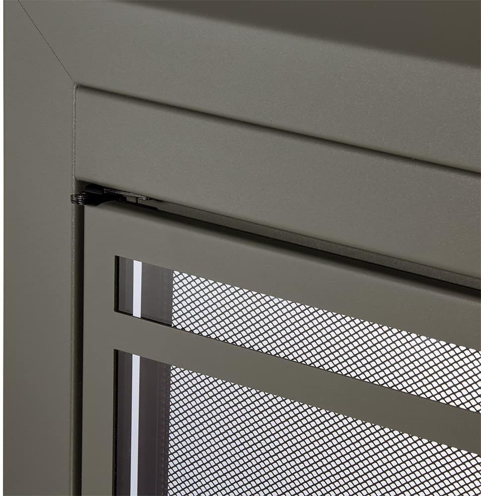 UniFlame - Kendall - Cabinet-Style Fireplace Doors with Smoke Tempered Glass (Color: Gunmetal, Size: Medium - Fits Opening 30in to 37in W x 25.5in to 32.5in H)