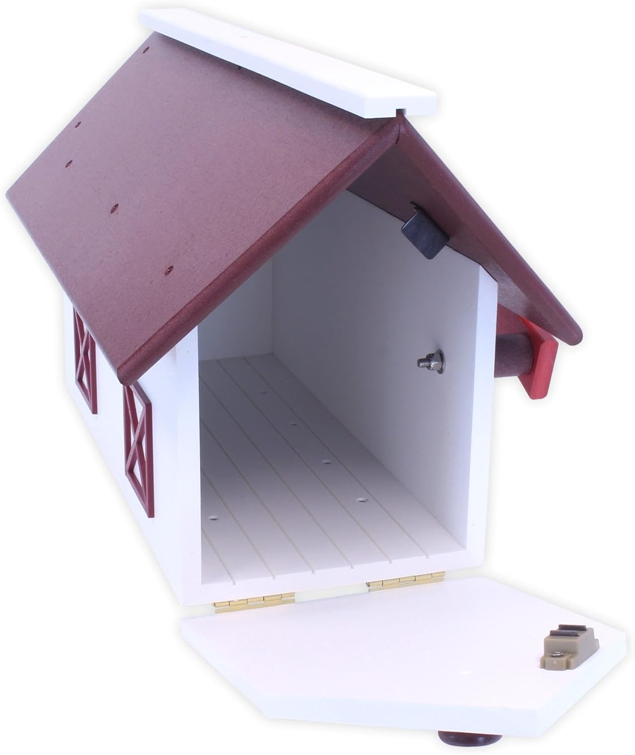 Mailbox, Post Mount, Made with Weather-Proof Poly Lumber, UV-Resistant, (Cherry Wood & White)