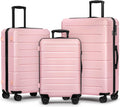 KYME Luggage Sets 3 Piece Hardshell 20'/24'/28' Suitcase with Wheels Hardside Suitcase Set with TSA Lock Large Travel Luggage Set for Women Pink