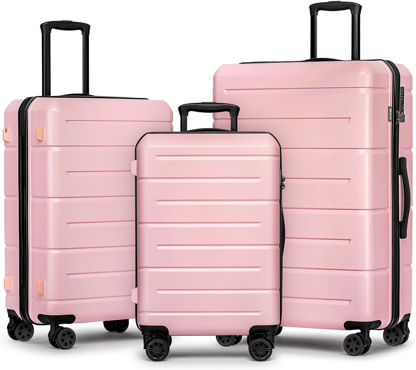 KYME Luggage Sets 3 Piece Hardshell 20'/24'/28' Suitcase with Wheels Hardside Suitcase Set with TSA Lock Large Travel Luggage Set for Women Pink