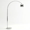 Brightech Olivia Floor Lamp - Chic Arc Lamp with Rounded Spolight Head and Marble Base for Living Room, Tall Standing Lamp with LED Light Bulb for Bedroom Reading, Boho Home Decor for Office - Chrome