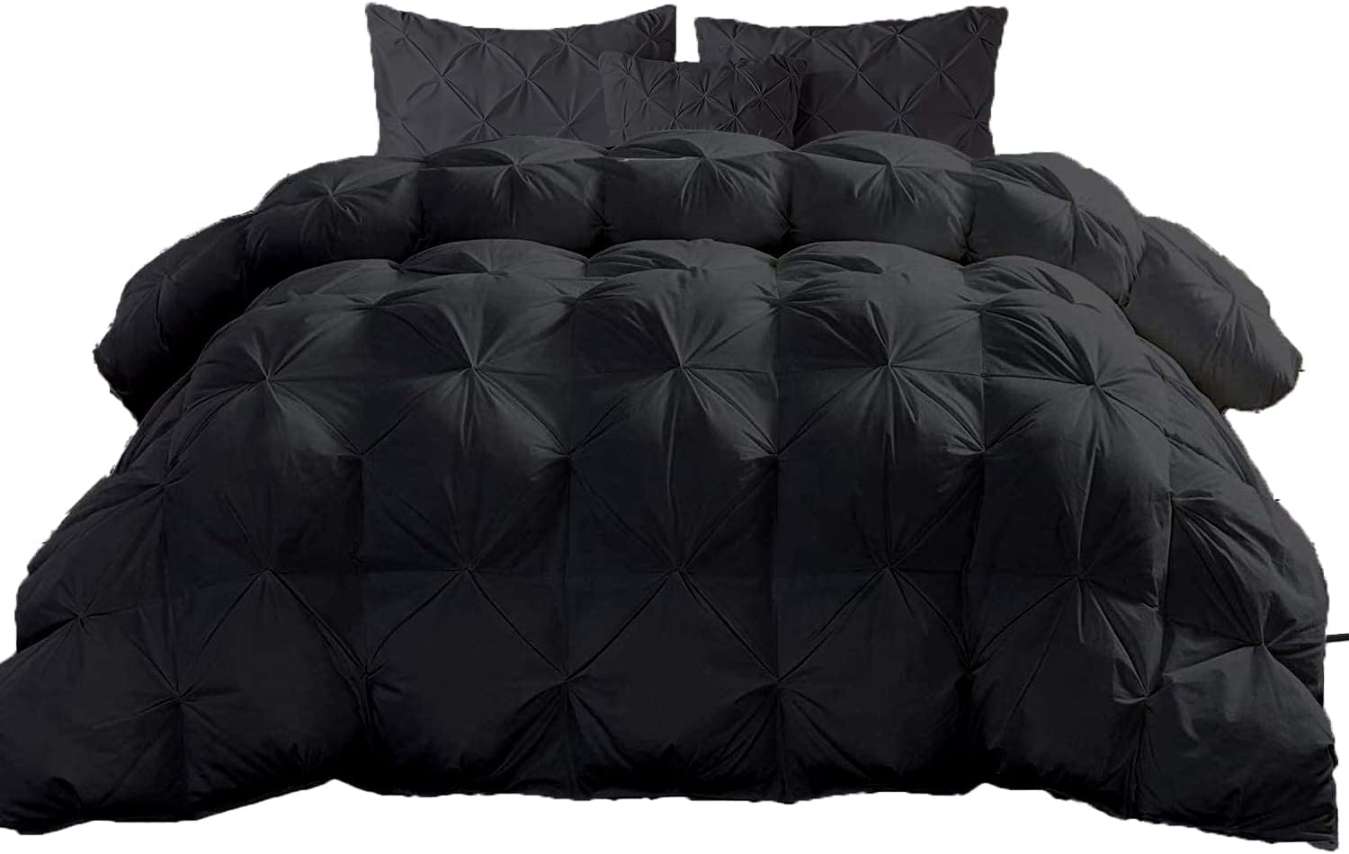 Dark Gray Solid Light Weight Pinch Pleated Down Comforter- Oversized Queen Size 98 x 98 Inches 1 Piece All-Season Duvet Insert, 500 GSM With Corner Tabs 100% Egyptian Cotton- ( Dark Gray Solid )