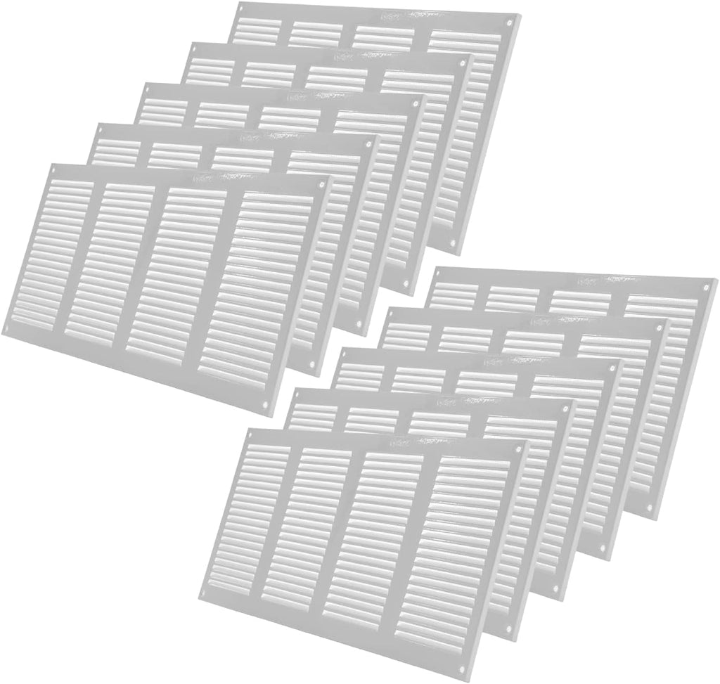 Vent Systems 16' x 8' Inch (Overall Dimensions) Pack of 10 - White - Air Vent Cover Metal Air Return Grill with Built-in Mesh Guard Screen HVAC Vent Duct Cover for Home Improvement