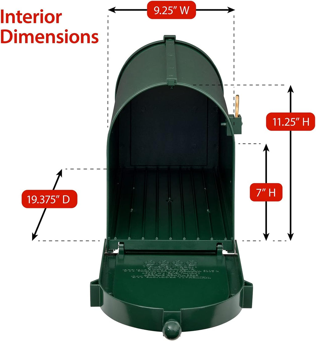 Whitehall Ultimate Mailbox Package, Personalized Large Mailbox with Post and Address Plaque for Outside - Green/Gold