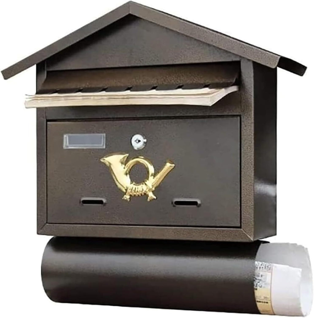 Drop Box Mailbox Wall-Mount Mailboxes Lockable Postbox Retro Metal Mailboxes Post Box for Home Outdoor Letter Box