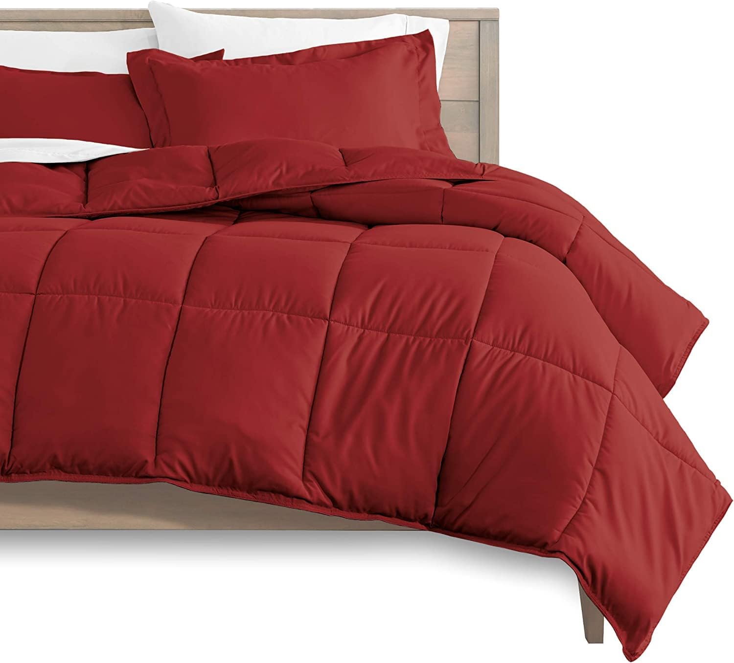 Oversized Queen All-Season Cooling Warmth Comforter Set – 3 Piece Bedding – 100% Egyptian Cotton, Long-Staple & Silky Soft – Luxury Hotel-Quality Duvet Insert – Machine Washable - Burgundy