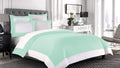 Designer Border Dual Tone Duvet Cover Set with Zipper Closure 700 Thread Count 3 Piece 100% Egyptian Cotton Duvet Cover Bedding Set Fade Resistant - Queen Size,Aqua/White